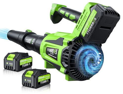 Leaf Blower Cordless, 650CFM Electric Leaf Blower with 2 x 5.0Ah Batteries and Charger, 6-Speed Modes, Brushless Motor, Powerful Blowers for Lawn Care, Yard, Patio, Dust, Blowing Leaves
