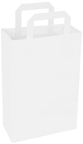 verpacking sacchetti di carta kraft con manici 28 x 22 x 10 cm Bianco [taglia e colore a scelta] buste regalo spesa biodegradabili commercio 250 pezzi