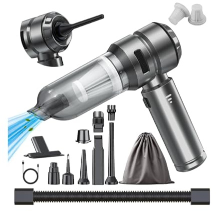 WINWEND Car Vacuum Cleaner High Power - Portable Cars Vacuum 4 in 1 Compressed Air Duster & Air Blower & Pump Hand Held Vacuum Cordless with Brushless Motor for Car Home Office (Silver & Black)