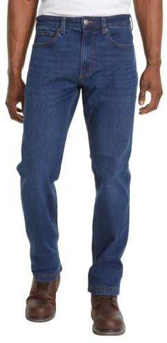 Kirkland Signature Men's Comfort Stretch Straight Fit Classic 5 Pocket Denim Jean (US, Waist Inseam, 34, 30, Regular, Regular, Dark Blue)