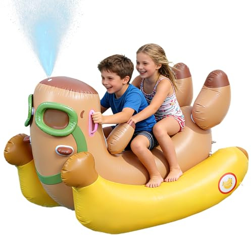 Skirfy Inflatable Swimming Pool Float for Kids with Sprinkler for Yards, 3-in-1 Summer Water Toys Large Pool Raft Outdoor Party Toys
