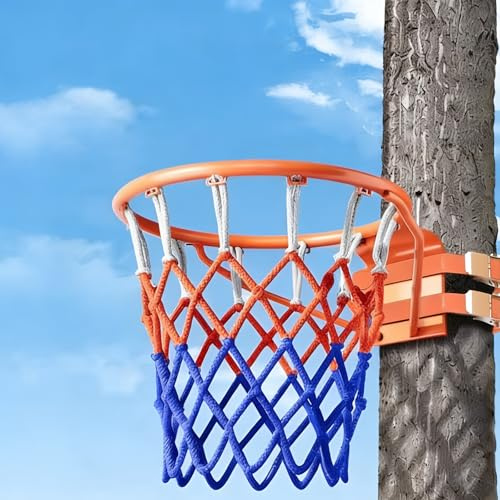 TapferBahn Anello da Pallacanestro da Muro,Canestro Basket Esterno,Canestro da Basket da Parete,Canestro Basket Regolamentare,con Rete in Nylon,per Alberi,Colonne Rotonde,Ferros