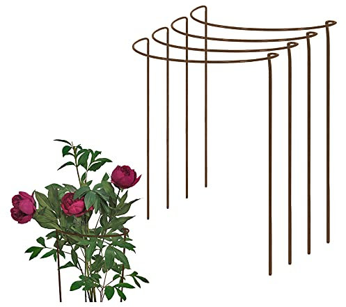 Rusty Bow Plant Supports (Raw Steel designed to rust) for Peonies, Hydrangea, Roses, etc - Strong Metal Garden Supports - Interlinking (Extra Large (100cm Tall x 44cm Wide) Pack of 4)
