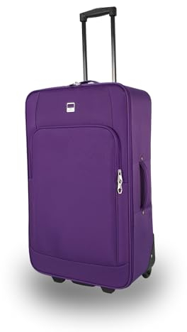 SIGN Stoffkoffer Trolley Reisekoffer Inline Rollen (Handgepäck-Mittel-Groß-Sehr Groß) (Lila, Sehr großer Koffer (81cm))