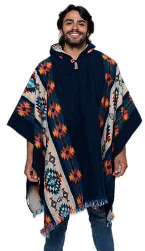 Casa De alpacka, handgjorda ponchos i Ecuadoreansk alpackaull, Blå ambato, one size