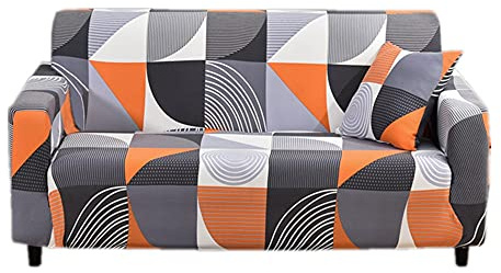 Hggzeg Sofa Cover, High Stretch Elastic Fabric 1 2 3 Seater Sofa Slipcover Chair Printed Couch Cover Non Slip Furniture Protector Cover, Machine Washable (3 Seater,Semicircle)