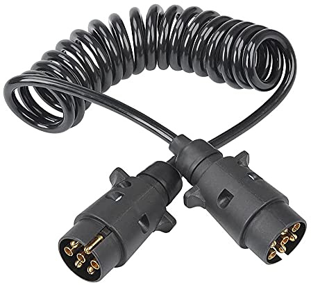 Ryme Automotive Cable de Extensión 7 Pines Gancho para Remolque 3.5M TPU Enchufe Espiral Flexible Extensible para Caravana/Tractor