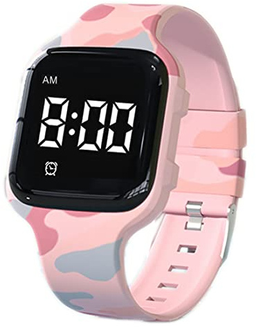 e-vibra Montre d'alarme vibrante, montre d'entraînement au pot étanche Montre de rappel médical avec minuterie (Pink Camouflage)
