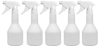 Uttex 5x Sprühflaschen 500ml – Leere Sprühflasche mit verstellbarem Strahl- und Feinsprüh-Zerstäuber | Nachfüllbar, robust, glänzend weiß | Vielseitig einsetzbar für Haushalt, Garten, Auto