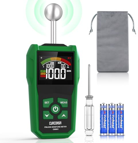 Testeur Humidité Mur CURCONSA, PAS Besoin de Consulter les Valeurs de Référence de l'Humidité, Mesure non Destructive, Humidimètre Radiofrequence, Testeur Humidité Béton, Bois, Parpaing, Plâtre