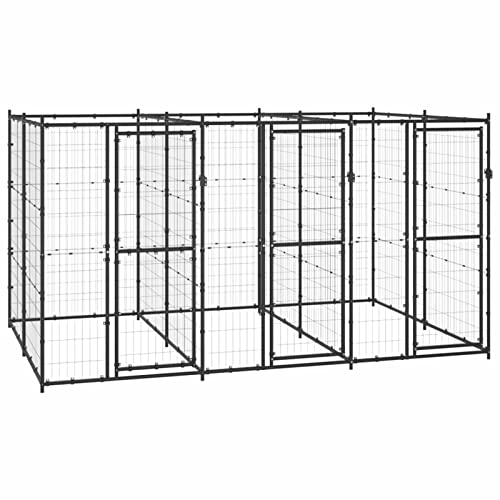GuyAna Outdoor-Hundezwinger Stahl 7,26 m² Welpenauslauf Hunde Zaun HundehüTten Zwinger