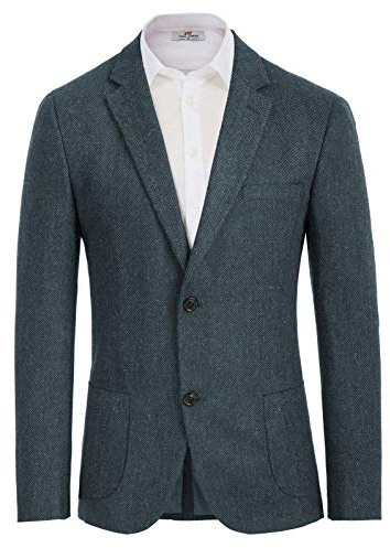 PJ PAUL JONES Harris Tweed British Blazer Men's 2 Buttons Vintage Suit Jacket Business Jacket, A-dark blue, XXL