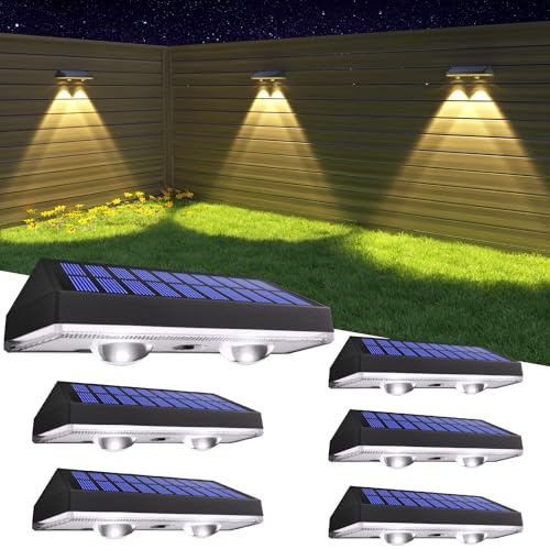 HAMLITE Solar Fence Lights Outdoor Garden: Solar Wall Lights Outdoor Waterproof - Solar Powered Garden Fence Lights 3 Color Modes for Deck Patio Decking Gate Yard Decoration 6-Pack