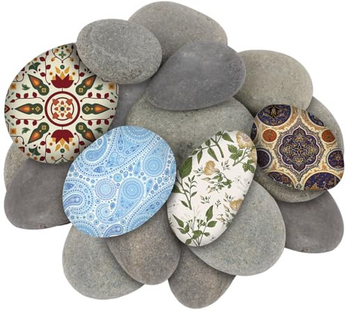 LDXDRU 20 pietre piatte da dipingere, 5-8 cm, piatte, grandi ciottoli, per fai da te, pietre decorative naturali, ciottoli da spiaggia, ciottoli per mandala, giardino, vasi da fiori e acquari