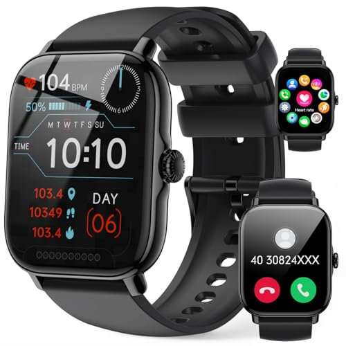Smart Watch for Men Women Answer/Make Calls - 1.85 Fitness Watch with Step Counter Heart Rate Sleep SpO2 Monitor, 100+ Sports, IP68 Waterproof, Notification, Mens Smartwatches for Android IOS