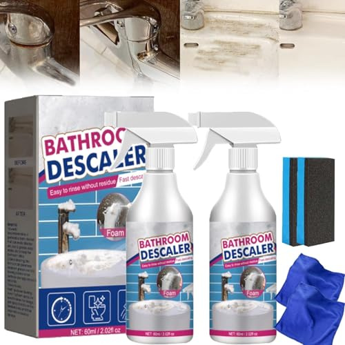Stubborn Stains Cleaner,Bathroom Descaler Cleaner,Multipurpose Bathroom Foam Cleaner,Powerful Descaling Cleaning Agent,Bubble Cleaner Foam Spray for Toilet Bath Shower Glass (2 Pcs)