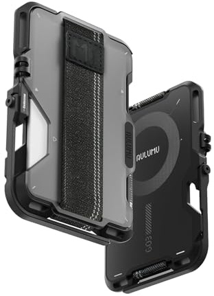 Aulumu G03 Transparent Magnetisk Korthållare | Magnetplånbok Kompatibel med MagSafe | Multifunktion – Mobilställ/Grepp | Kapsylöppnare | RFID-skyddskort – Transparent Grå