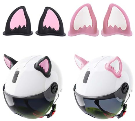 MIRKUZI Stemmi e decorazioni per moto,4pcs Decorazione per Casco da Moto Corna del Casco Accessori per Elmetti con Orecchie di Gatto,caschi da moto, Decorazione Adesiva per Orecchie di Gatto