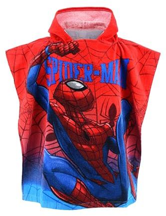 Spiderman Bambino Poncho da Bagno (Rosso,Taglia Unica)