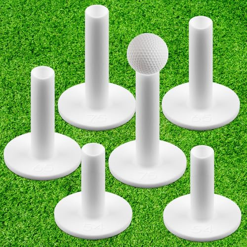 Foyods Lot de 6 tees de golf en silicone - Simulateur de golf - Thés d'hiver blancs - Pour l'intérieur, l'extérieur, la pelouse d'hiver, la conduite - 3 tailles : 5,8 cm, 6,6 cm, 7,7 cm