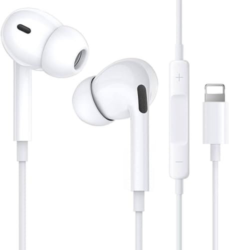 ROOSTON Ecouteur pour iPhone, Casque Filaire Anti Bruit Stéréo HiFi avec Contrôle du Volume et Microphone, Écouteurs pour iPhone 14/14 Pro/13/13 Pro/12/12Pro/SE/11/11Pro Max/XS Max/X/XR/8/7 (Blanc)