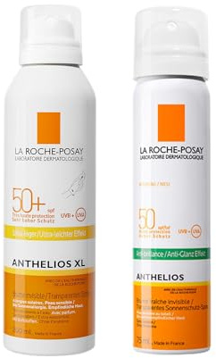 La Roche-Posay Anthelios Spray Invisibile SPF50+ 200 ml + Anthelios Anti-Brillance 75 ml | Protezione Solare Completa per Viso e Corpo, Anti-Lucido, Resistente ad Acqua e Sudore