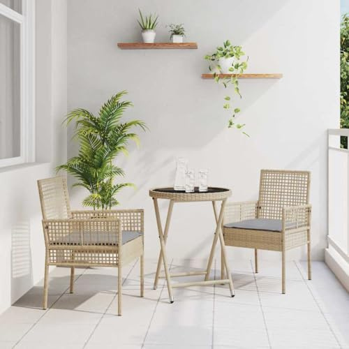 Generico Set Bistro da Giardino 3 PCS Beige Poly Rattan,Beige,19.68kg,3334965