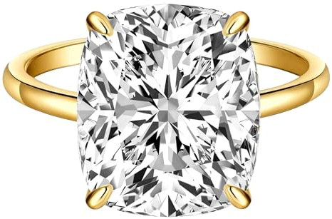 AVECON 3CT Elongated Cushion Cut Engagement Ring for Women, Promise Wedding Cubic Zirconia 14K Gold Plated Band Size 9