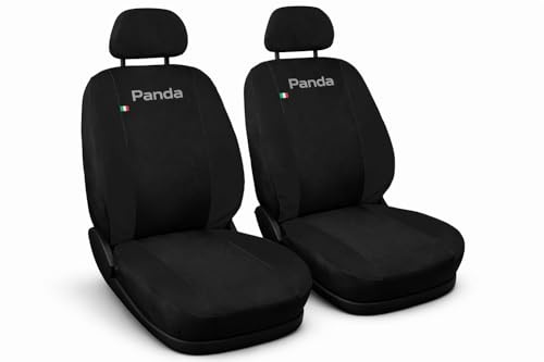 Susy Shop Coprisedili Coprisedili Anteriori Compatibili Per Panda, Set Sedili Anteriori in Tessuto, Protezione Sedili, Facili da Installare, Resistenti e Lavabili, MADE IN ITALY. (Nero/Nero)