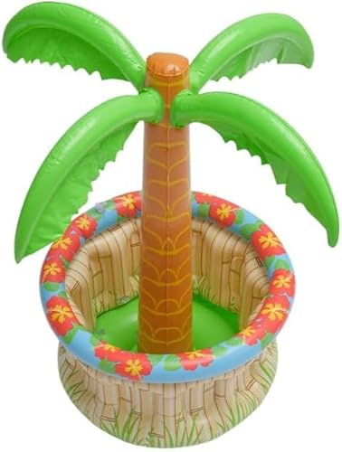 70cm Gonflable Palm Tree Cooler, Palme Gonflable avec Refroidisseur à Boissons – Décoration Plage & Fête Thématique – Porte-Gobelet Gonflable Inclus – Accessoire Bar de Piscine pour Piscine & Jardin