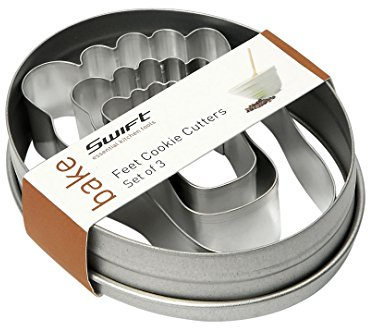 Dexam 17840871 Tinplate Feet Cookie Cutters, Set of 3 , Silver