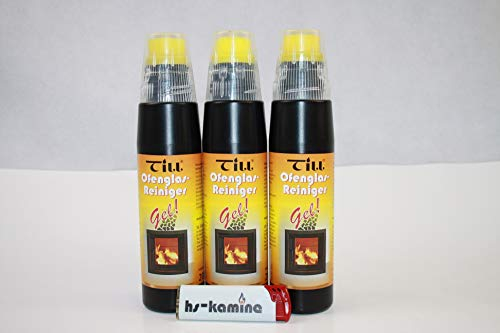 ** Set** Till Kaminglas Reiniger 3 Flaschen a. 200ml Gel mit Bürste