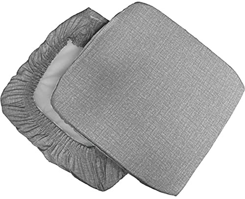 Russo Tessuti Poliestere 6 Cuscini Sedie Cucina Coprisedia Imbottiti Tinta Unita Vari Colori Elastico-Grigio