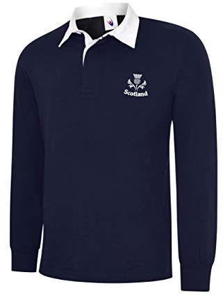 Uneeek Clothing Maglia da rugby a maniche lunghe Scotland. Rugby delle 6 Nazioni, blu navy, S