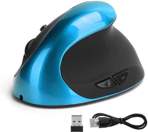 Agatige Optical Vertical Mouse, Ergonomic Mouse Wireless 3rd Gen Right Hand Ergonomic Grip Office Gaming Computer Mouse 1600DPI Silent Mouse 2.4Ghz Optical Mouse for Laptop, Desktop, PC (Blue)