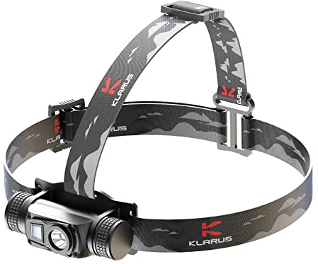 klarus HL1 Lampada frontale ricaricabile a LED 1200 lumen, 7 modalità 100 ore di autonomia, lampada frontale a LED impermeabile IPX6 per corsa, campeggio, escursionismo, cac