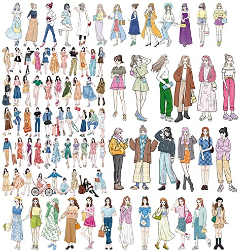 YUTOU 102 Stück Scrapbooking-Aufkleber Washi Fashion Girls Sticker für Diary Planner Sammelalbum Bullet Journal DIY Crafts
