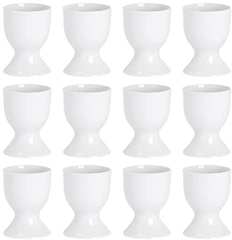 Argon Tableware Classic White Egg Cups - Pack of 2 - Modern Style Breakfast Brunch Easy Clean Hard Soft Boiled Eggs Dipping Holder Stand for Breakfast, Brunch