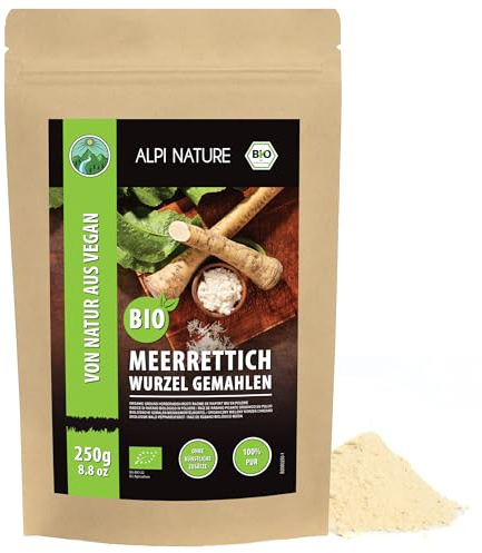 Alpi Nature Pepparrotspulver BIO 250g, Torkad och Mald Pepparrotsrot, Ekologiskt Pepparrots Pulver