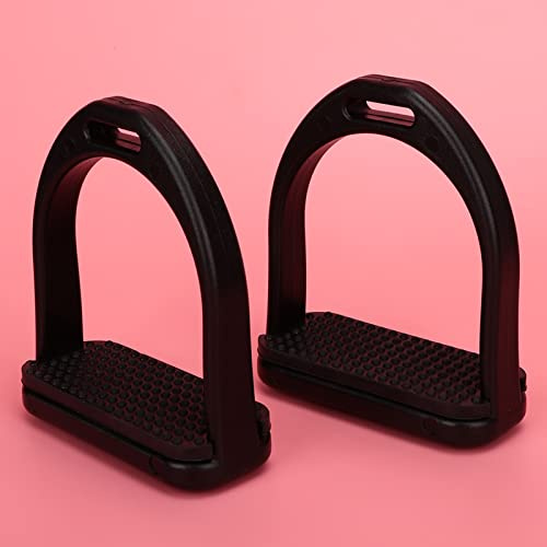 DOACT étriers pour Jeunes Fers étrier Simple Caoutchouc Noir Plastique Adulte sécurité Enfant Fer Cheval Moyen Dressage Composite 13cm étriers Haute Résistance, Patin Antidérapant de (S)