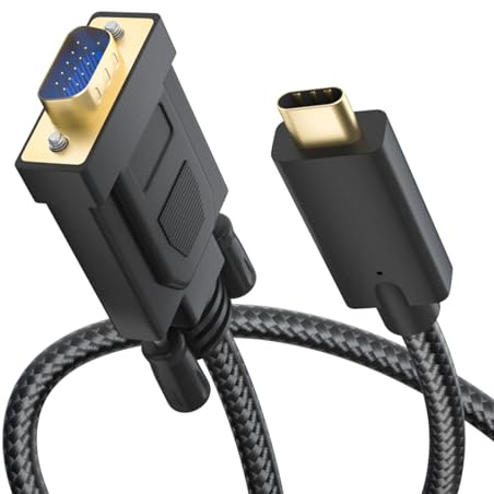 BolAAzuL USB C auf VGA Kabel 1,8M Nylon Geflecht, USB Typ C/Thunderbolt 3 auf VGA Adapterkabel kompatibel für MacBook Pro 2019/2018/2017, Samsung Galaxy S9/S8, Surface Book 2, Dell XPS 13/15, Pixel