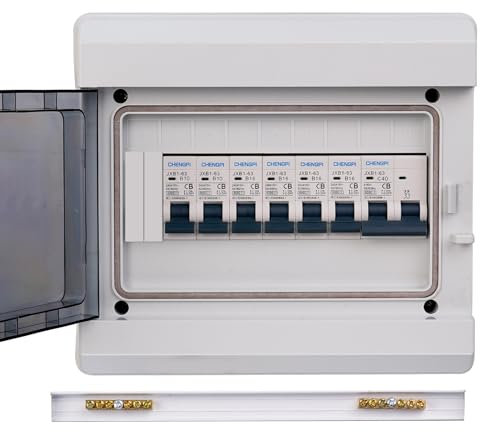 CHENGPI Coffret Electrique Etanche, Boitier Etanche Electrique Exterieur Avec Interrupteur de Fuite 2P 40A 30MA et Disjoncteur Aternatif,Tableau Electrique 1 Rangée 9 Modules