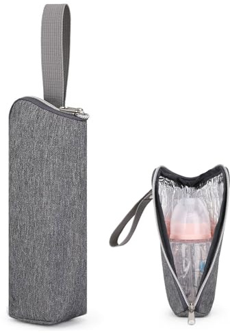 Doukesh Isolerad flaskväska med isolerande lager, termisk flaskhållare, termosflaska - håller temperaturen upp till 4 timmar, Grå, 25 x 7 cm, Trendig