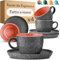 Cosumy Espresso Cups and Saucers - Set of 4-90ml Ceramic Demitasse Coffee Mugs - 𝗘𝘅𝘁𝗿𝗮 𝗧𝗵𝗶𝗰𝗸 Stoneware with Handmade Reactive Glaze - Keeps Coffee Warm Longer