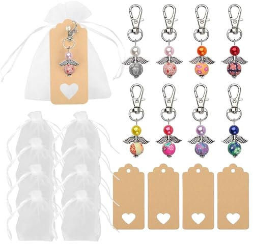 SDFLKAE 20 Stück Schutzengel Anhänger, Gastgeschenke Hochzeit Gastgeschenke Schutzengel mit Organza Beu-tel Kraftpapier Anhänger für Kommunion Gastgeschenke Konfirmation Taufe Geschenk Abschied