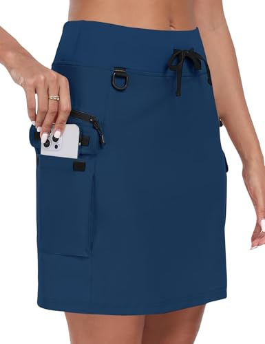 MoFiz Faldas de Tenis para Mujer Falda de Golf Cintura Alta con 4 Bolsillos Falda-pantalón para Senderismo y Deportiva Ciclismo con Pantalón Corto Interior Azul EU XL