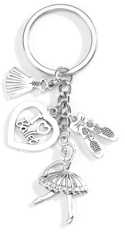 Llavero bailarina con bailarina zapato bolso colgante llavero para mujeres regalo para amantes de la danza lindo bolso encantos decoración plata de metal, plata, S