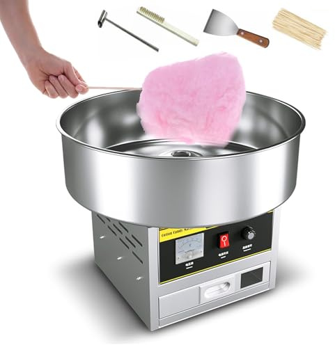 ANGDI 1200W Cotton Candy Making Machine, Professional Candy Floss Maker with Temp Control, Stainless Steel Pot, Sugar Scoop, Storage Drawer, Candy Maker for Birthday Party Snack Shop