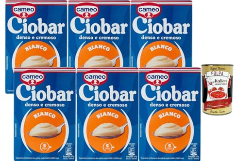 Cameo Ciobar Bianco denso e cremoso, weiße Trinkschokolade zum Anrühren, 6 x 105 g (30 Beutel à 21 g) italienisches Heißgetränk + Italian Gourmet polpa