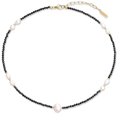 COAI Halsband för kvinnor med naturstenar och sötvattenspärlor, kvinnors sommar elegant minimalistisk stil choker halsband med presentförpackning